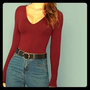 Simons long sleeve burgundy top